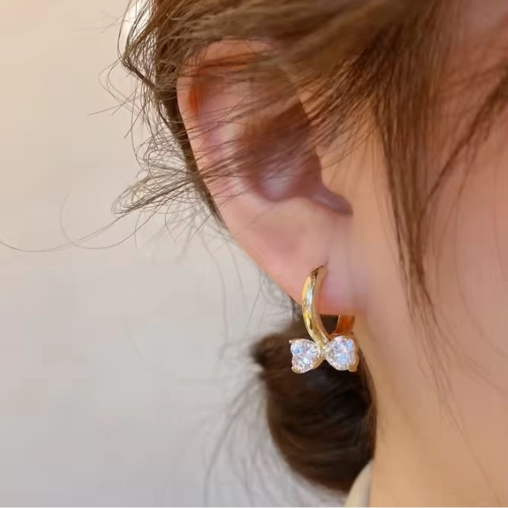 Gold Hoop Bow Earrings